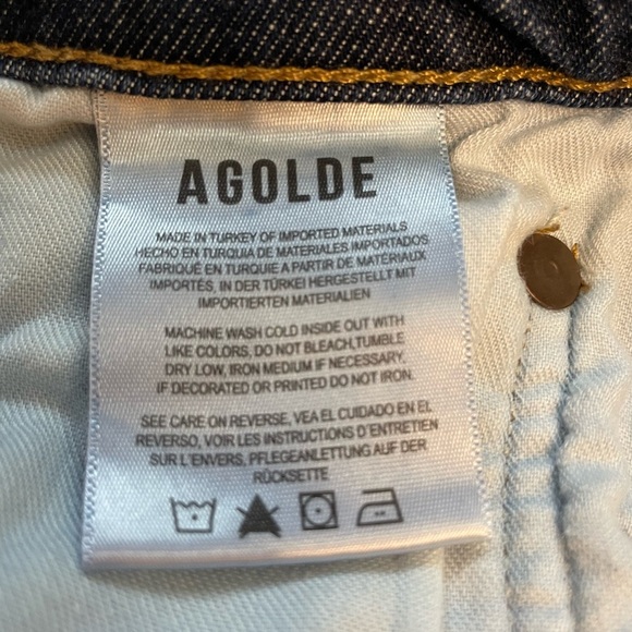 Agolde Kye Mid Rise Straight Ankle Crop Medium Dark Blue Denim Jeans Size 27 - Picture 9 of 11